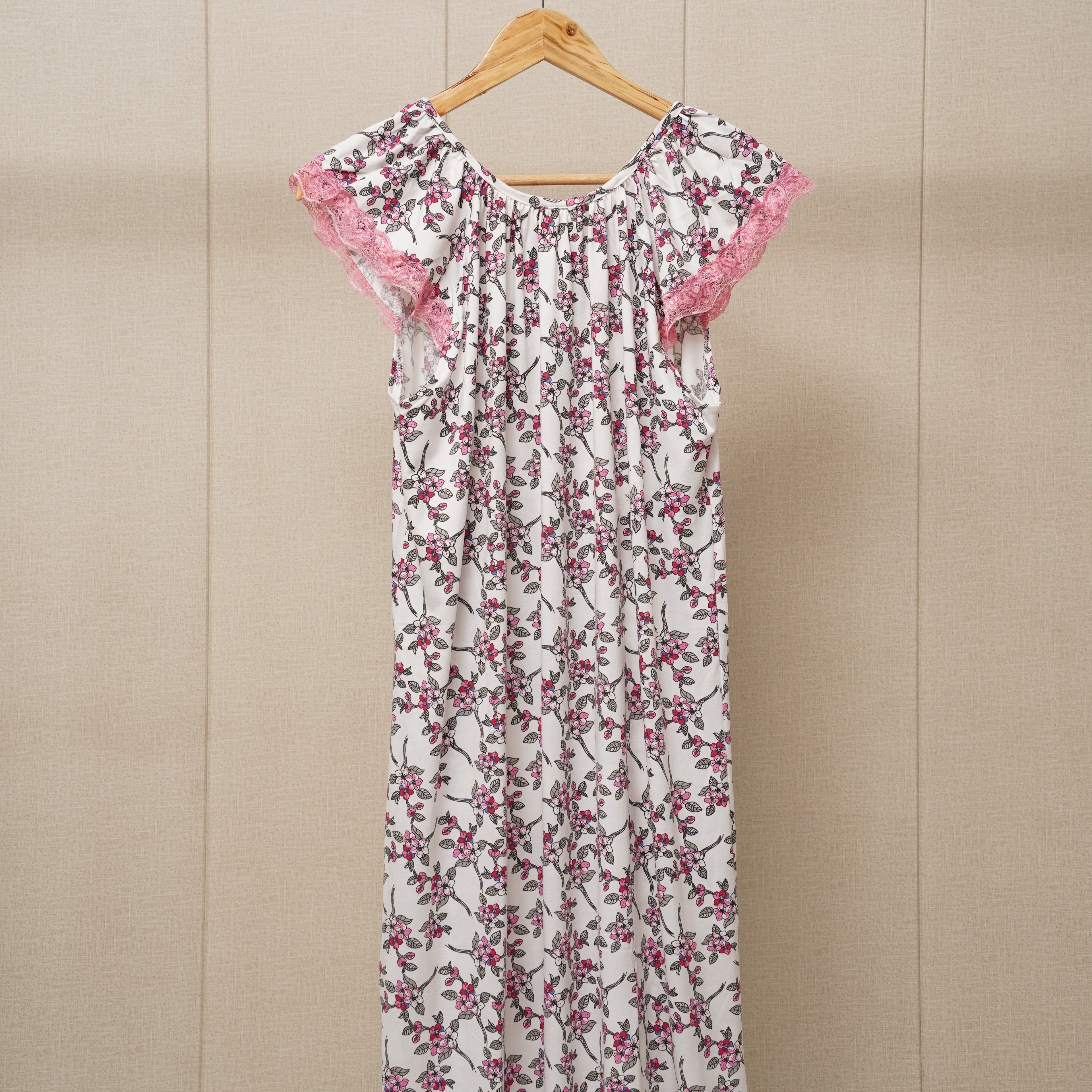 Women's Cap Sleeves flower design Nightgown (WF-020)